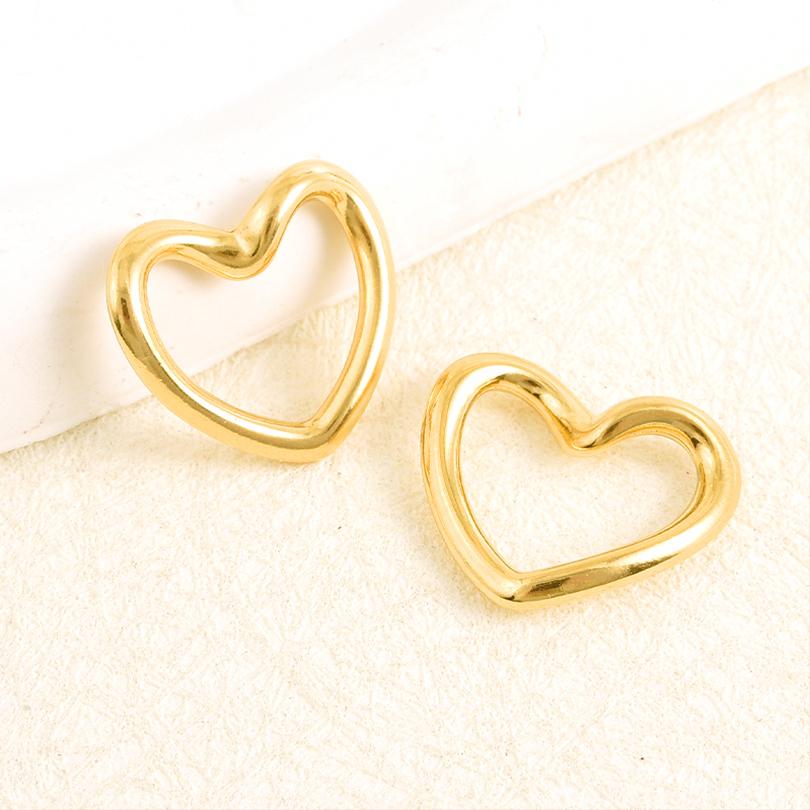 6pc Sweet Love Pendant Real Gold Plated Stainless Steel Heart Charms For Jewelry Making Supplies DIY Keychain Pendant Charm Bulk