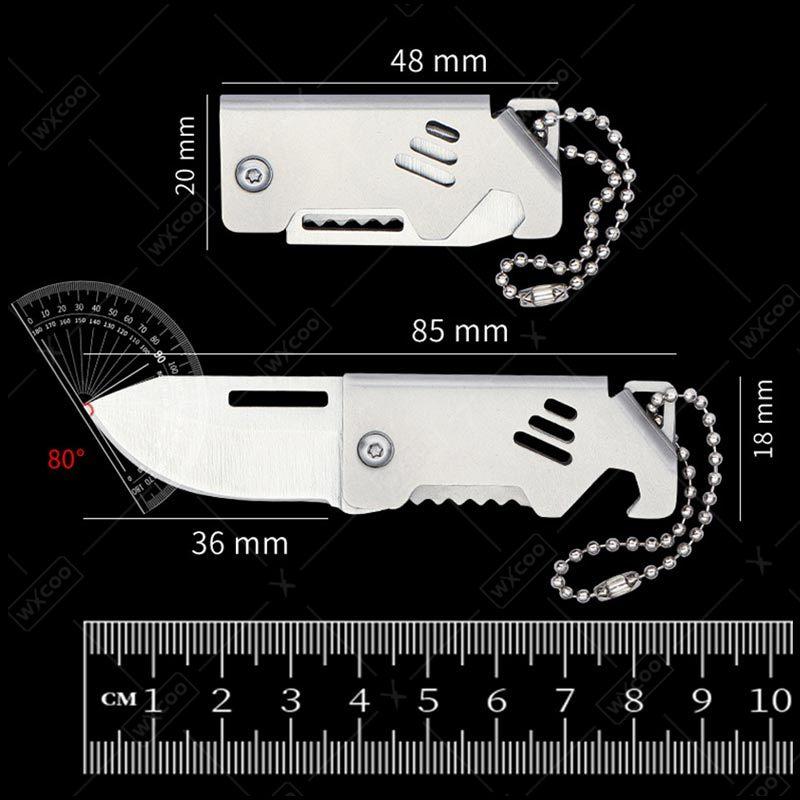 Mini Fruit Knife Stainless Steel Kitchen Paring Knife Folding Sharp Pocket Knives Kitchen Knife with Key Chain Non-slip Handle