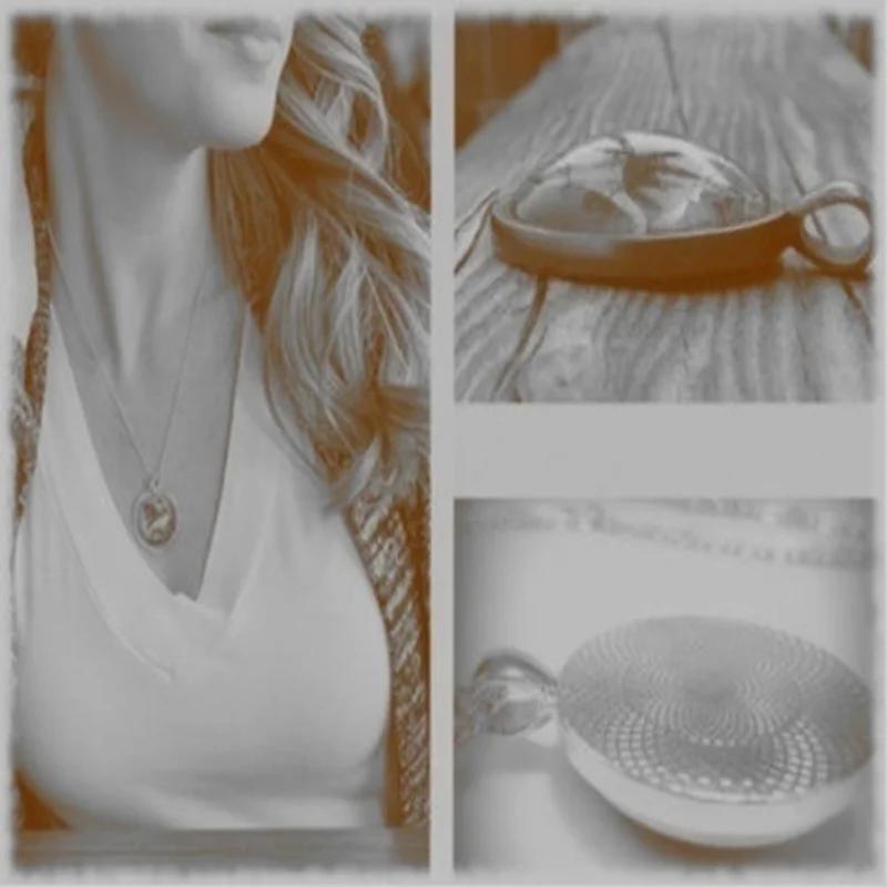 Women Tibetan Silver Art Photo Pendant Necklace Fashion Cabochon Glass Bead Chain Jewelry Trend