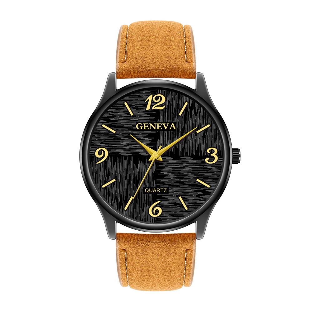 Men Student Fashion Leather Band Quartz Wrist Watch
