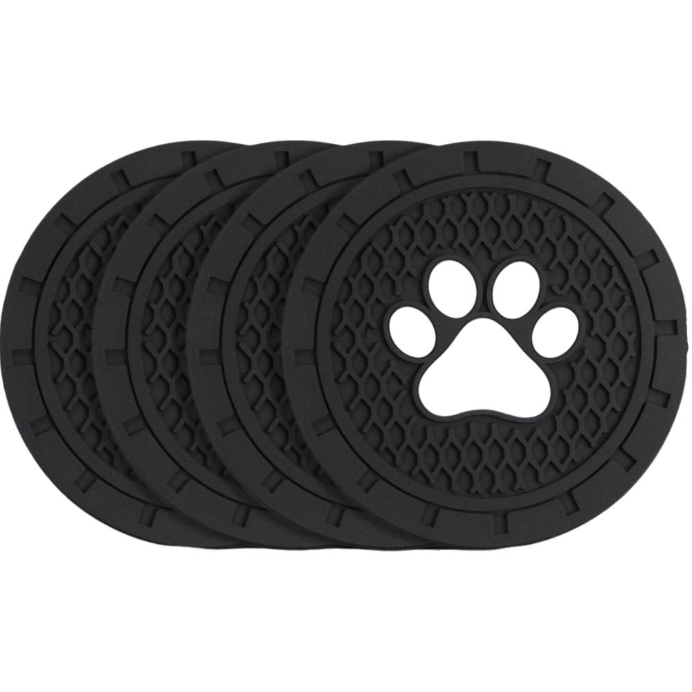 4pcs Strong Wear-Resistan Car Cup Holder Coaster Paw Print Design Car Coasters Most Cups чёрный