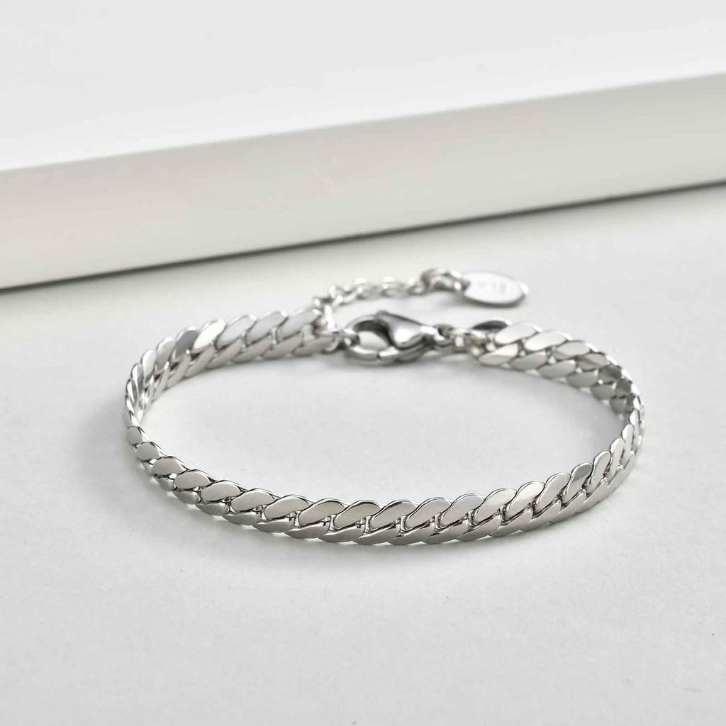 Goxygen Thick NK Chain Bracelets Set for Men Stainless Steel Silver Plated Hip Hop Street Wear Jewelry Cool Accessory