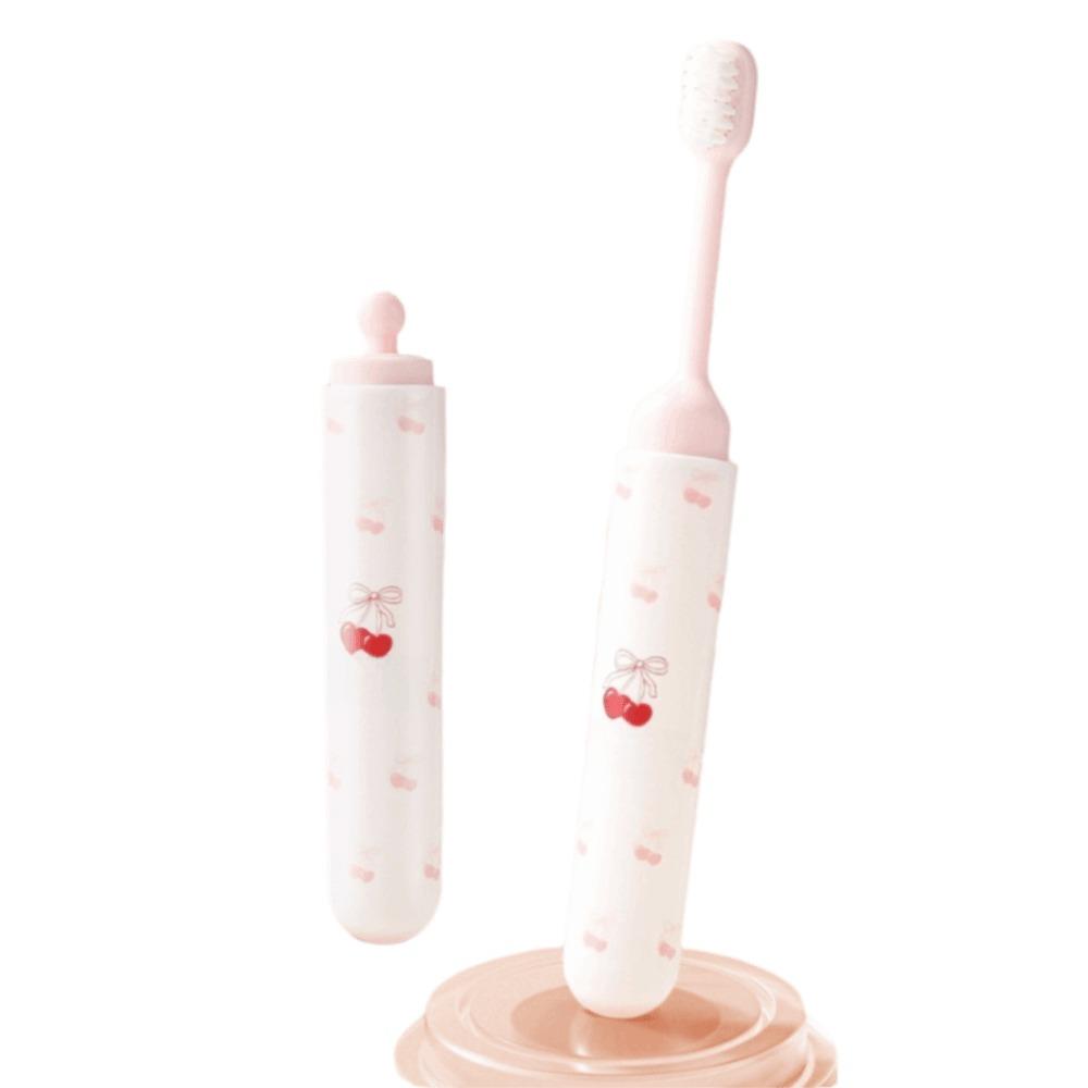 2-IN-1 Travel Toothbrush Set Foldable Mini Toothpaste Tube Storage Box Portable Soft Bristled Folding Toothbrush Dispenser
