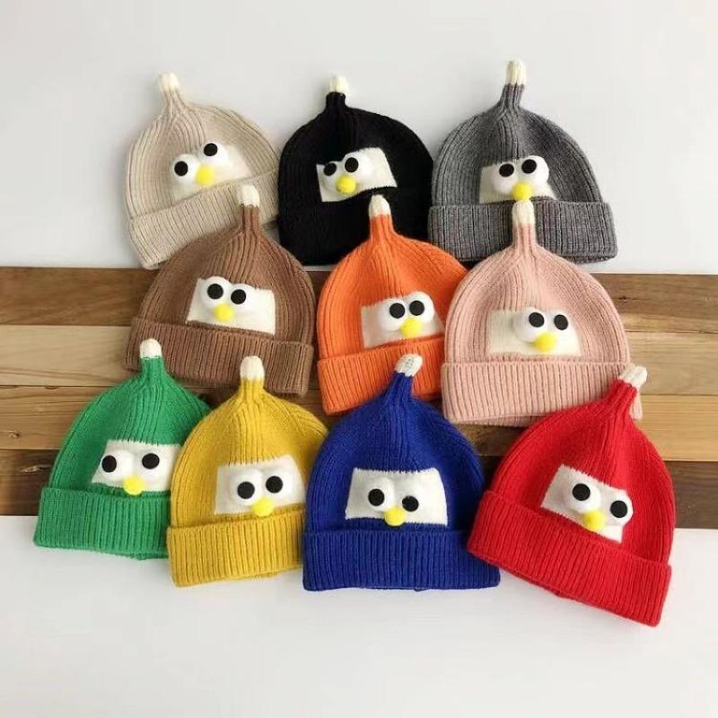 Baby hat autumn and winter new men's and women's ear protectors cute wool hat infant pacifier big eye hat
