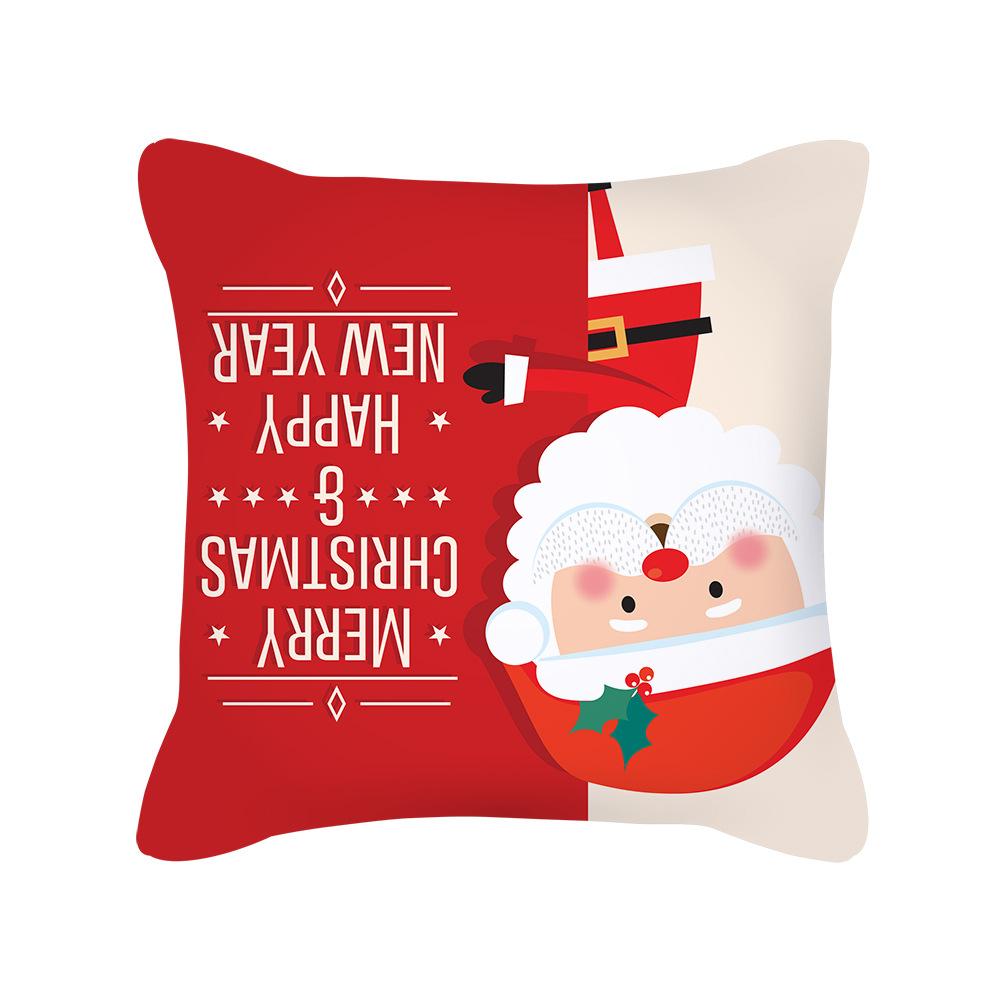 New Cartoon Santa Claus Christmas Pillow Cover Holiday Gift Square Cushion Cover