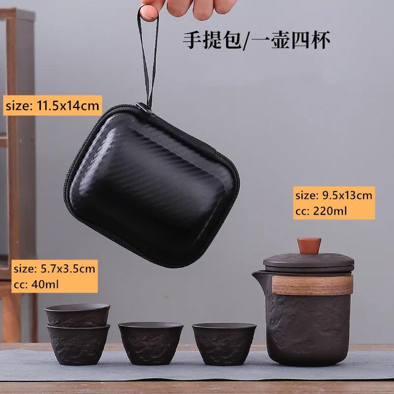 

Yixing Purple Clay Tea Set Handmade Beauty Teapot Drinkware Tea Pot and Cup Set Chinese Zisha Puer Teaset with Storage Bag