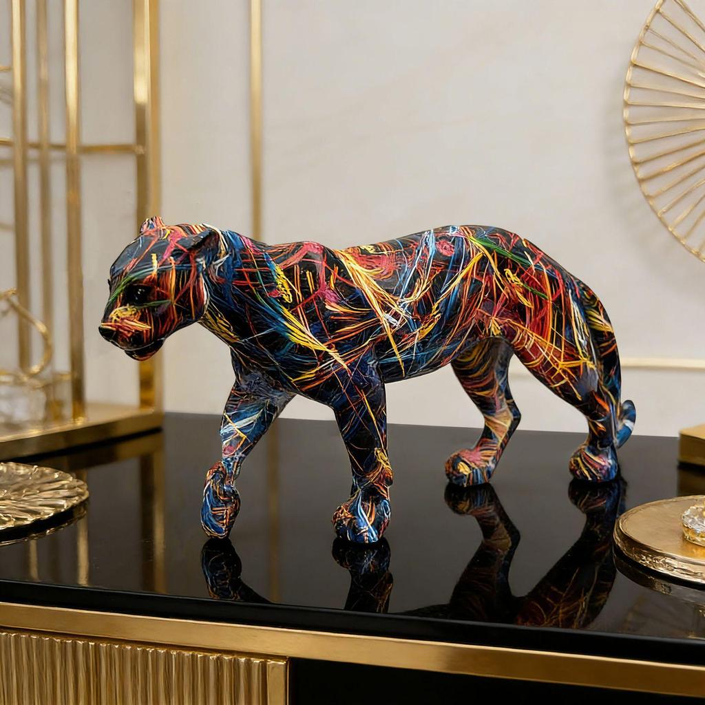 Modern Licht Luxe Luipaard Hars Ornament voor Huis- of Kantoor Decoratie