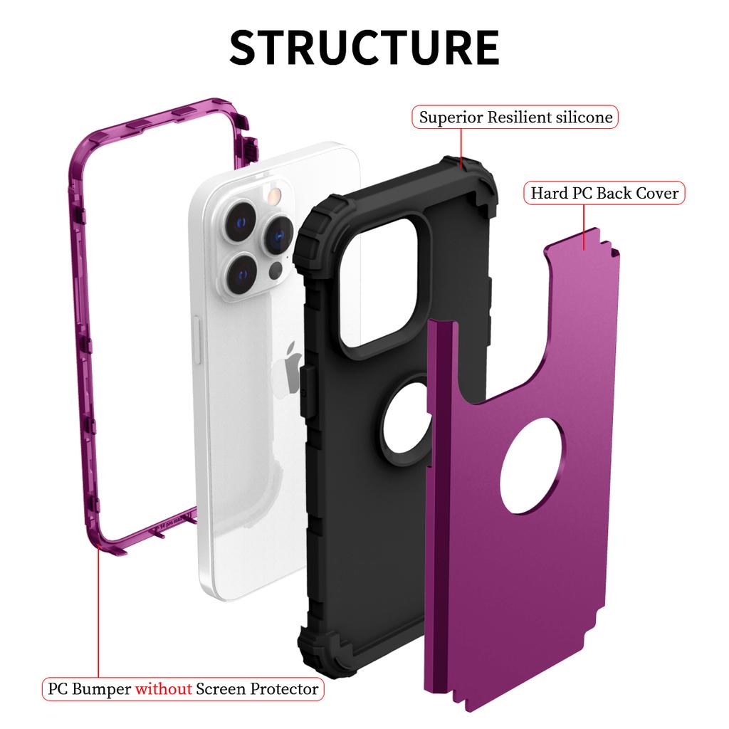 For Iphone 16 15 14 13 12 11 Pro Max Mini XS XR MAX Case Full-Body Cover 3 In 1 Hybrid Hard PC Silicone Heavy Duty Rugged Bumper