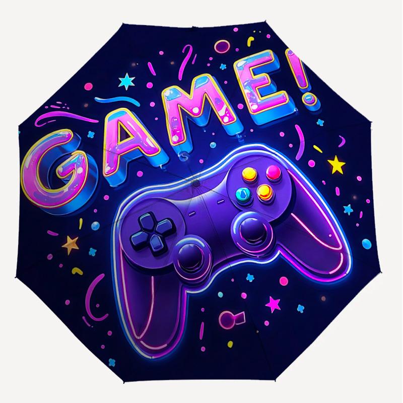 1PC game controller Automatic Open/Close Umbrella with Windproof, 8-Rib Sturdy Canopy, Durable Ribs, Fashionable Design, Outdoor Accessory, Fun Prin,