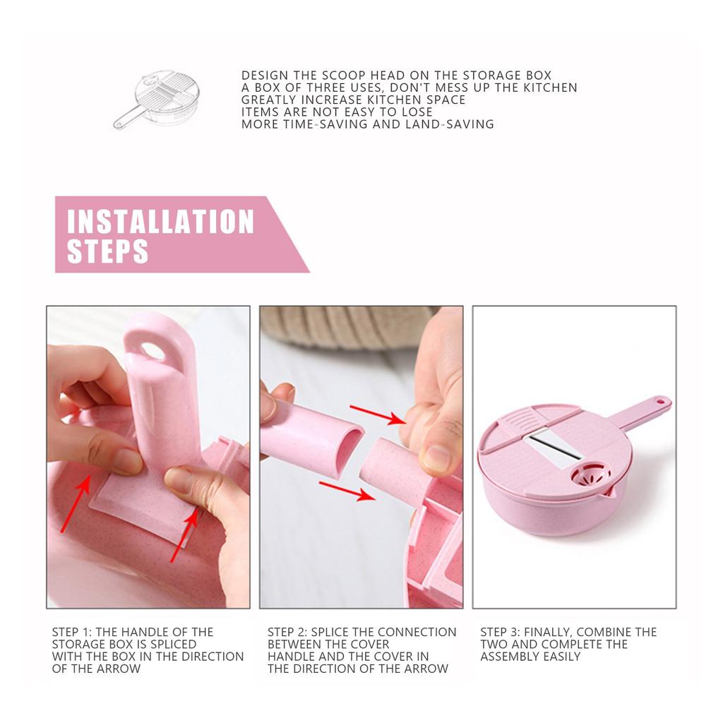 Multifunctional Vegetable Chopper 12 Piece Set Kitchen Household Potato Shredder Radish