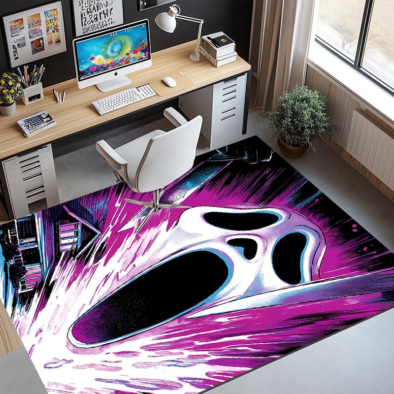 Ghostface Pattern Rug, Indoor/Outdoor Mat, for Picnic, Gameroom, Bedroom, Office, Living Room, Home Decor Carpet, Birthday Gift