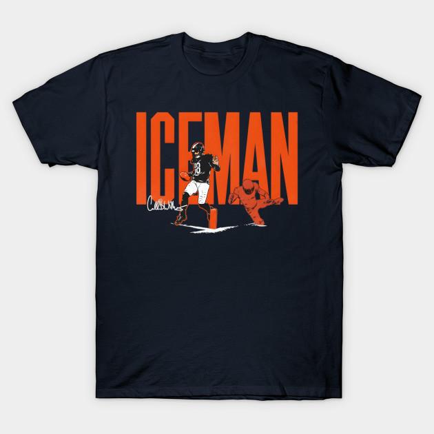 

Men Black Print T-shirt Iceman Caleb Williams - Chicago Bears No-Cut Transfer Paper Print Cotton Tshirt 4XL Темно-синій