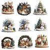 Seasonal Home Accents Christmas Village Houses Table Decoration, Snow Scene Patterns 2D Acrylic Santa Claus Hanging Decor Ornament, Decorative