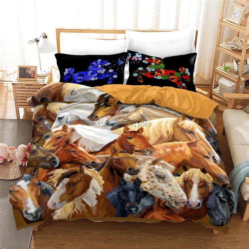 

Арт Лошадь 3D Печать Комплекты Пододеяльников Наволочки Животные Постельное Белье Комплект Пододеяльника Двуспальный Полутораспальный Двуспальный Кингсайз Постельные Принадлежности 135x200cm