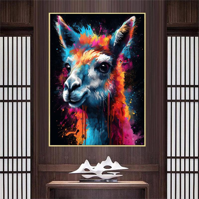 5d DIY Diamond Painting Cross Stitch Cute Animal Watercolor Alpaca Diamond Embroidery Mosaic Full Round Drill Home Decor Arts
