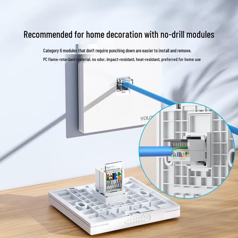 YOUYSI Gigabit Cat6 Single Port Network Wall Panel