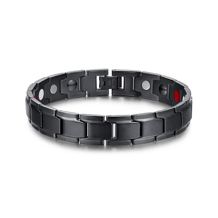 Schwarz-Gold Edelstahl Magnetisches Armband mit Germanium und Negativ-Ionen Uhrenarmband