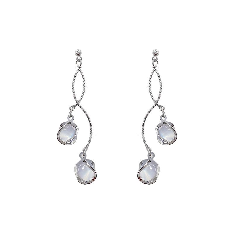 Kolczyki z wysokiej jakości srebra S925 z wykwintnym wzorem kamienia kociego oka