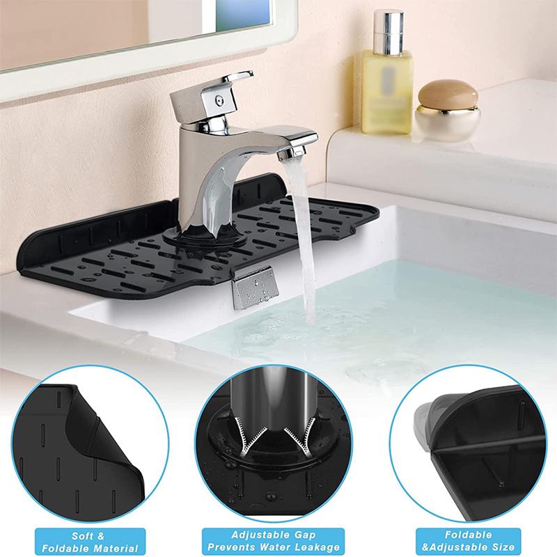 Rectangular Silicone Faucet Splash Pad Kitchen Bathroom Sink Mat Drain Pad Kitchen Decoration Silicone Mat Gadgets For Kitchen