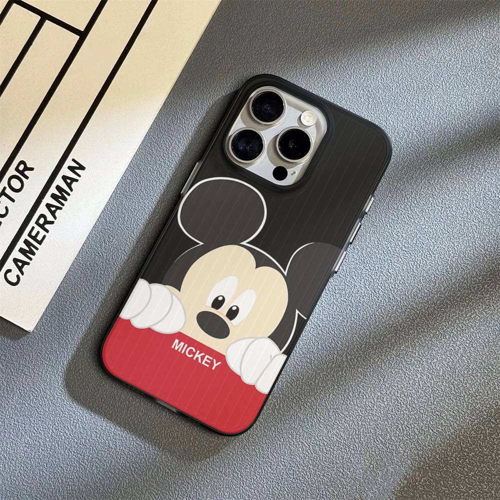 M-Minnie M-Mickey For iPhone 16 15 14 13 12 11 17 Pro Max Plus Wave Corrugated Phone Case Anti Drop Cover