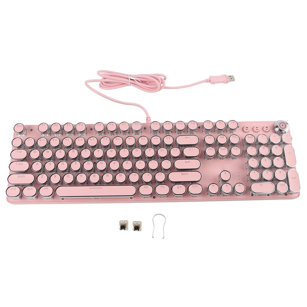 Mechanical Keyboard 104 Keys Real Mechanical Shaft Blue Switch 2 Colors Injection Wired Multi Mode Keyboard Gaming