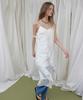 Lonkeu Ruffle Lace Sleeveless Cami Top Layered Dress (Ivory)
