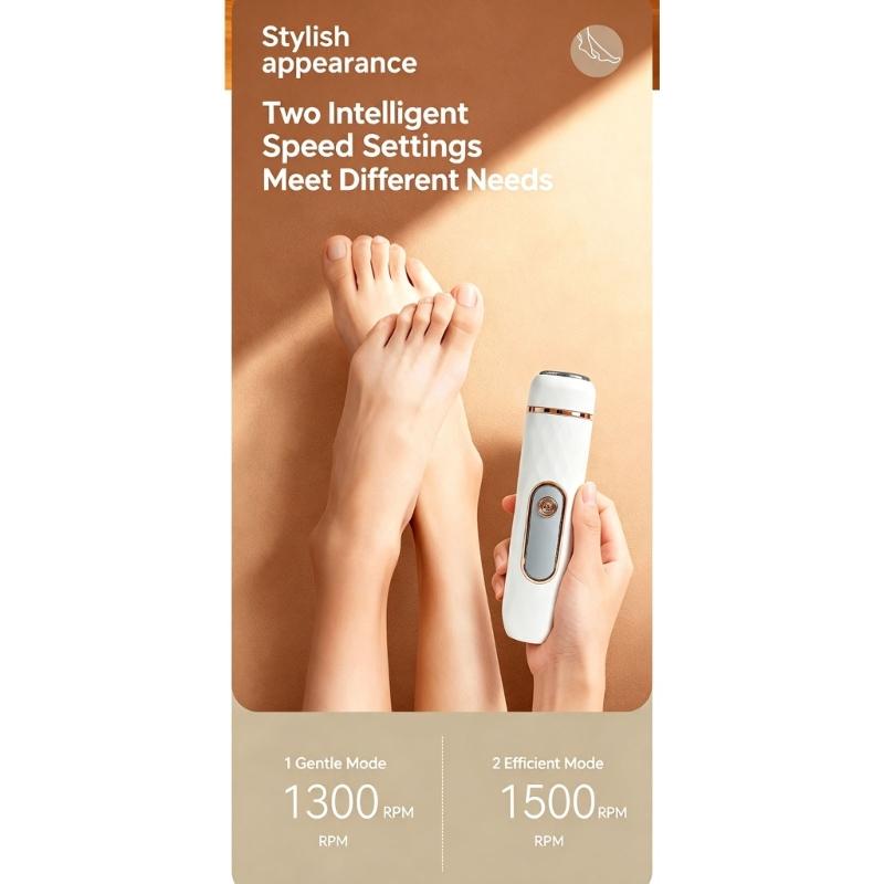 Type-C Rechargeable Electric Foot File with Two Grinding Heads, Heel Care Tool for Dead Skin and Daily Pedicure Use