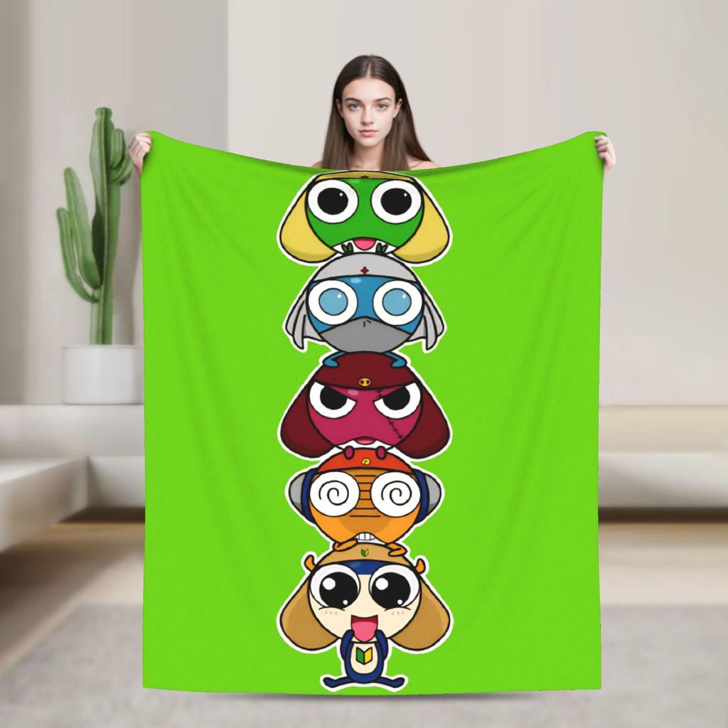 Kero Platoon Frog Keroros Fleece Throw Blanket Blankets for Sofa Car Soft Bedroom Quilt,