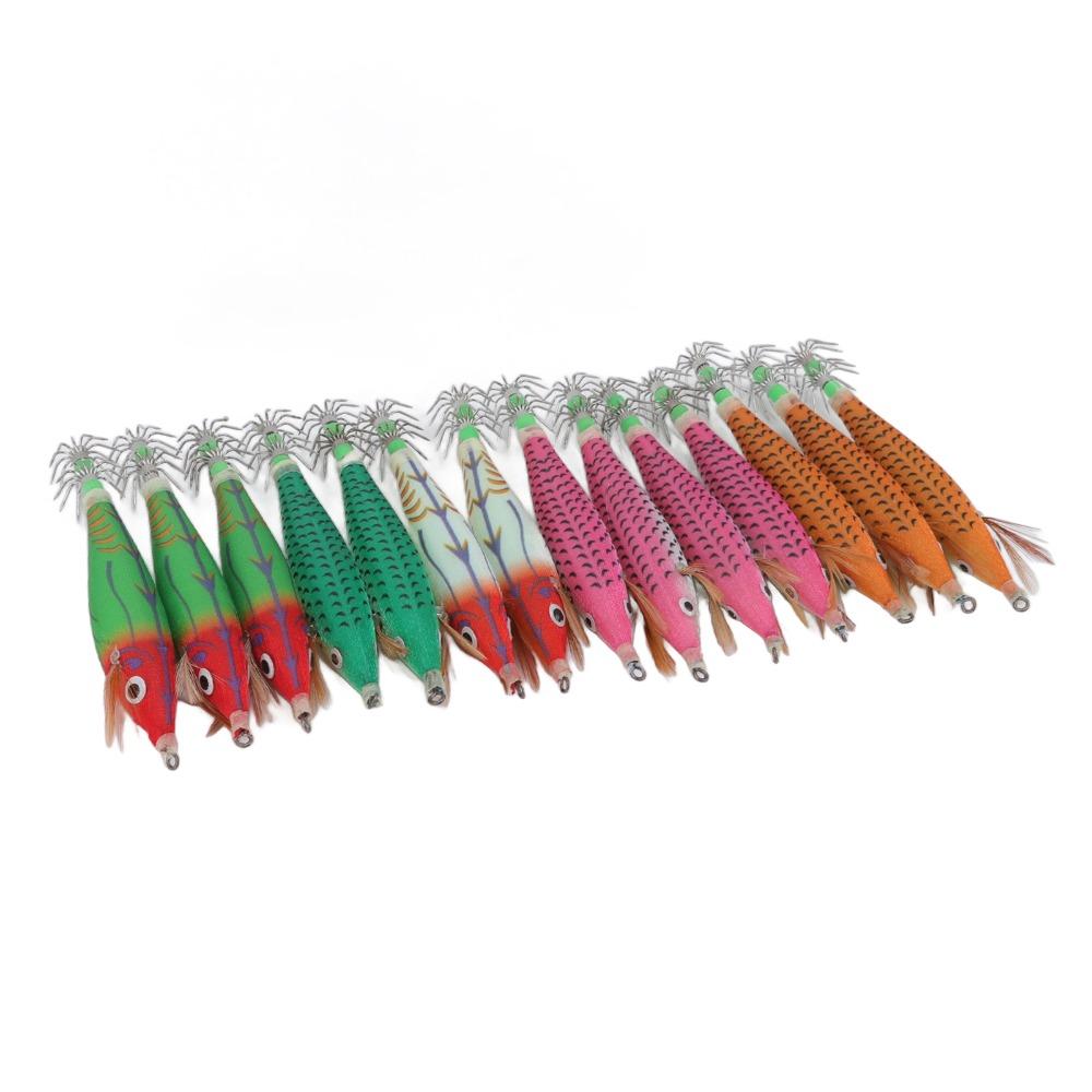 14PCS 8cm Length Squid Hook Lure Double Row Hooks Fishing Bait Artificial Shrimp Lure  Night Fishing