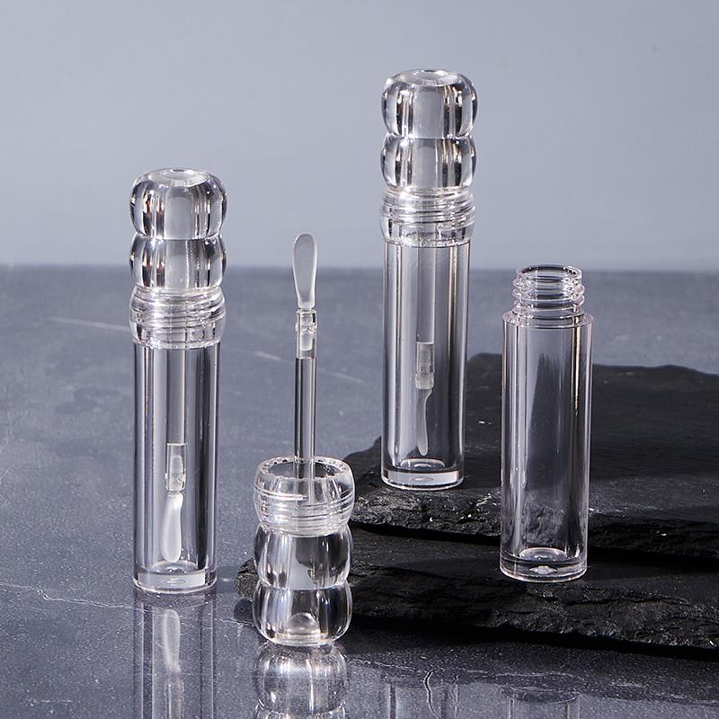 

Пустые прозрачные тюбики для блеска для губ 3,5 мл с силиконовой кисточкой, круглый косметический тюбик для блеска для губ, прозрачный флакон для бальзама для губ, многоразовый