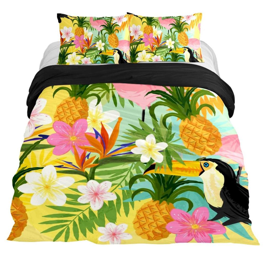 3D Toucan King Queen Duvet Cover Safari Animals Bedding Set Tropical Jungle Birds Quilt Cover Fresh Nature Green Comforter Cover
