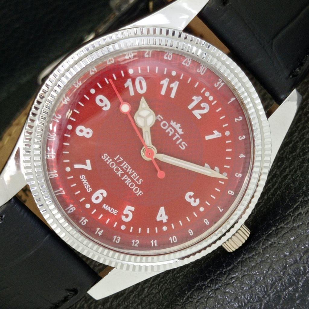 

REFURBISHED SWISS HAND-WINDING MENS RED COLOR DIAL WATCH a431705-2 R108-a431705
