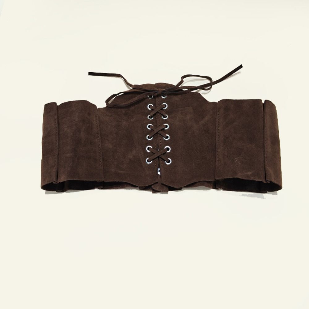 Adjustable Pu Leather Corset PU Leather Western Cowboy Belt Elegant Suede Wide Belt  Waistband