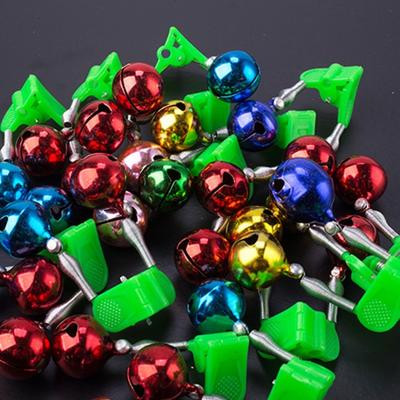 10Pcs Fishing Rod Alarm Bells Loud Alarm Double Alert Bells Plastic Clamps Fishing Rod Bites Baits Alarm with Twin Bells