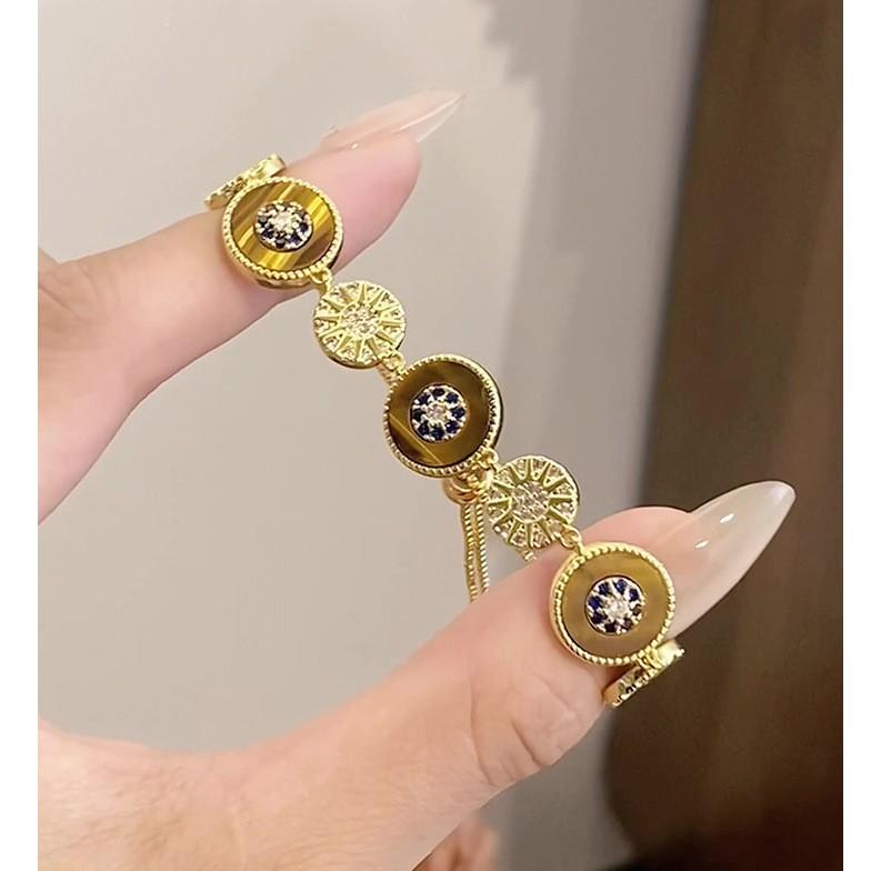 18k real gold electroplated zircon round eye bracelet bracelet European and American temperament jewelry women