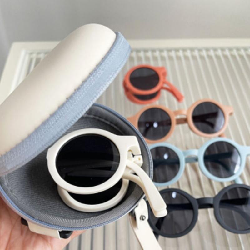 Upgraded Kids Toddler Sunglasses Foldable Pocket-size Kids Round Sunglasses Gift