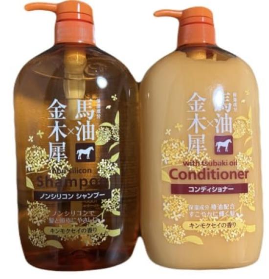 Kumano Oil Fat Large Capacity Horse Osmanthus Fragrance Shampoo Conditioner 1000ml Each [Set Sale] & Oil, & Set,