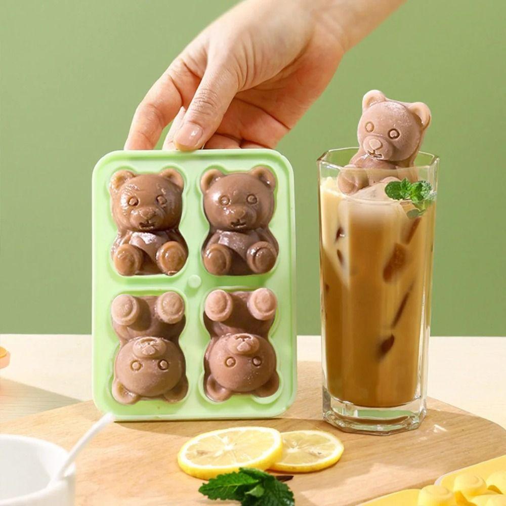 Food Grade Ice Block Mold Four Grid Ice Cream Mold Ice Bear Model Making Artifact  Frozen