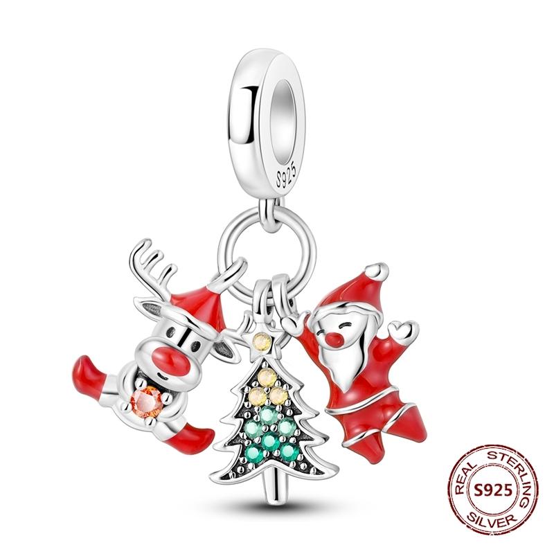 New Christmas Charm Bead Charms 100 copper Christmas Tree Santa Claus Ice Boot Pendant Bead Charms Compatible With Bracelets Do It Yourself Jewellery