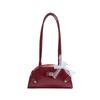 Korean  Shoulder Bag Sweet Lace Bow Underarm Bag Ladies Simple Solid Color Pu Leather Handbag For Women Gifts