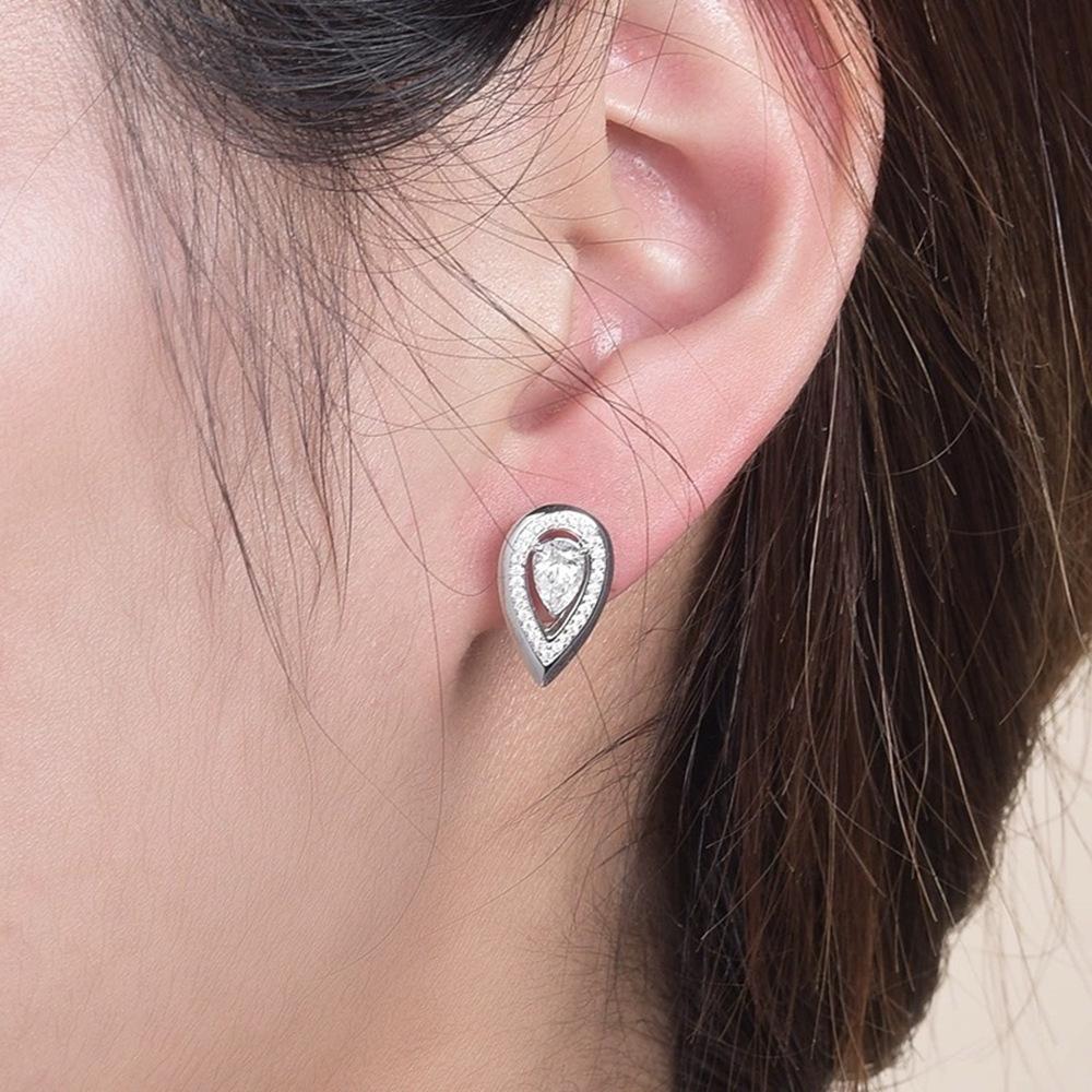 New Vintage 100% Pure 925 Sterling Silver Earrings Pave Aaa Zircon Water Drop Ear Stud For Women Luxury Wedding Jewelry