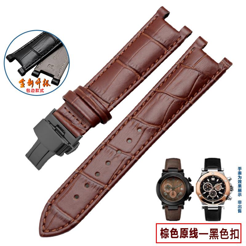 Kopfschicht Lederarmband Krokodilmuster Rindsleder für YA133309 Gales 20*11mm 22*13mm Uhrenarmband Schwarz Braun Herren Accessoires