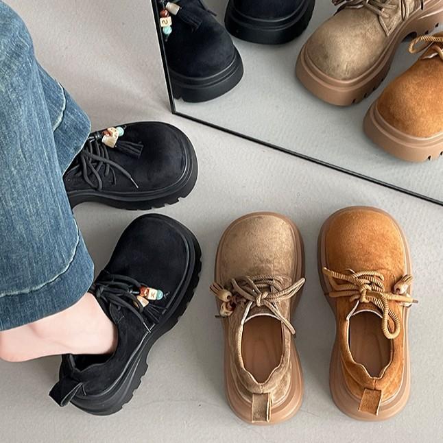 Literary Style Casual Versatile Big Head Shoes Women's Autumn and Winter 2025 New Retro Fashion Outer Loafers Single Shoes Tide