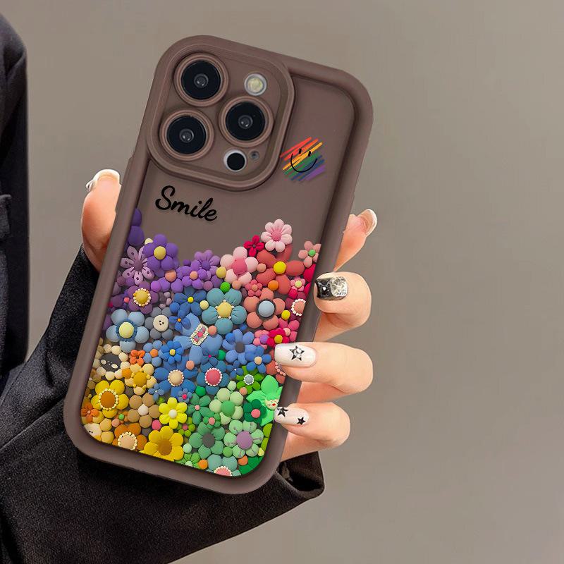 Cute Smile Phone Case For iPhone 16 Case iPhone 15 Pro 12 13 14 Pro Max XS XR X 7 8 Plus SE 2020 Silicone Soft Sunflowers Cover