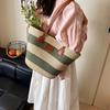 Polyester Stripe Woven Tote Bag Large Capacity Summer Beach Handbag Shopping Straw Bag  Daily