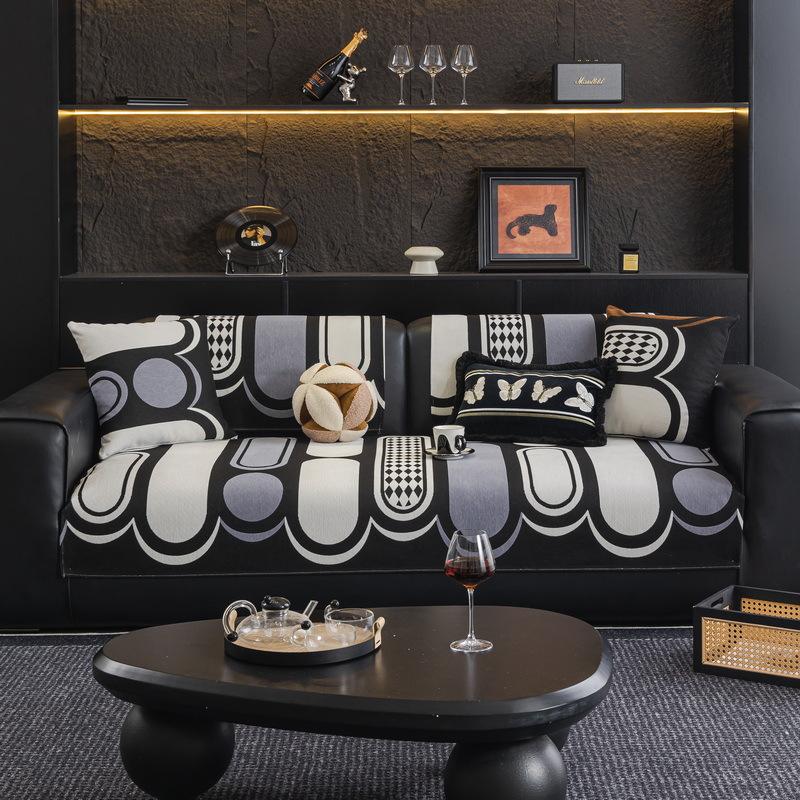 Special-Shaped Sofa Cushion, Universal Sofa Cover For All Seasons, Light Luxury, High-End Fixed Non-Slip Straight-Row Leather Sofa Seat Cushion