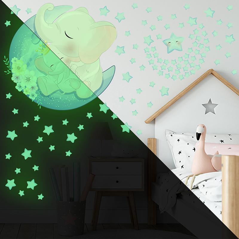 Night -Ray Animal Star Wall Sticker Background Wall Decoration Diy Fluorescent Stickers