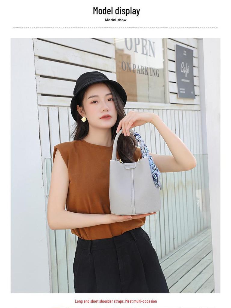 Genuine Leather Large Capacity Vegetable Basket Bag 2024 - High-End Women's Shoulder Crossbody Handbag