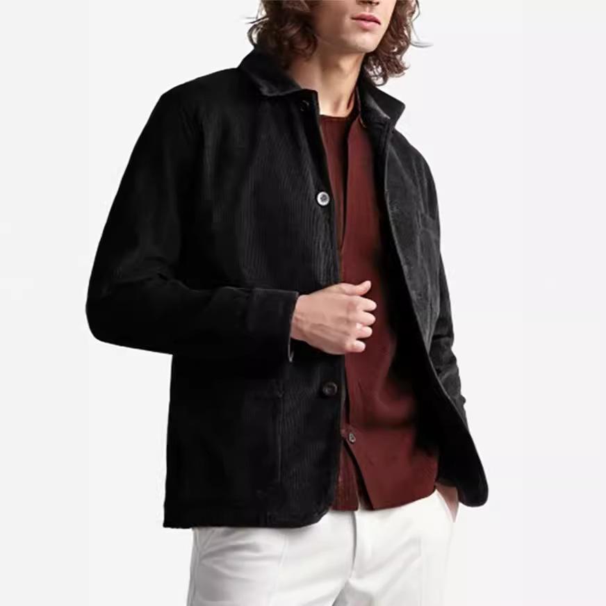 Весенняя простая рубашка мужская не требующая глажки кардиган с длинными рукавами — фото 5