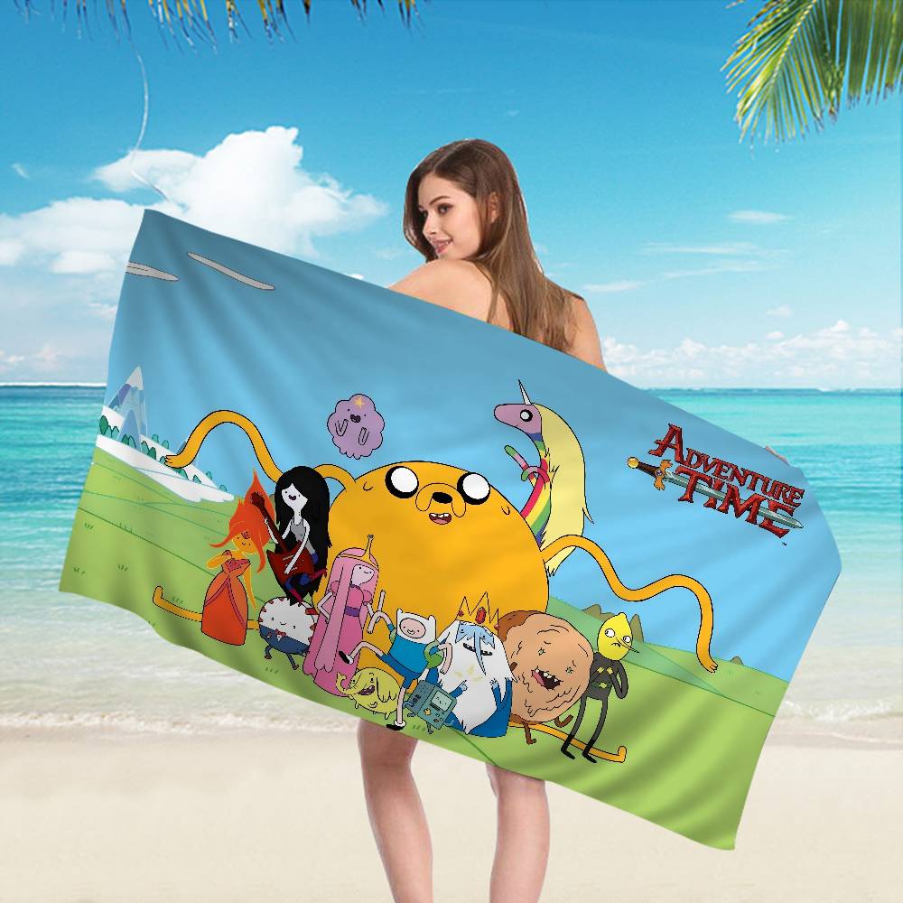 A-Adventure Time Microfiber Blanket Quick Drying Beach Towels Oversized Printing Super Absorbent Pool Towel Blanket